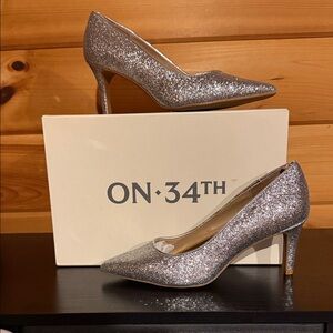 ON 34TH Women's Sparkling Heels - Silver Glitter